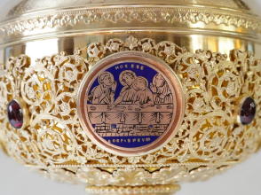 Ornate French antique solid silver gilt Gothic Chapel Set